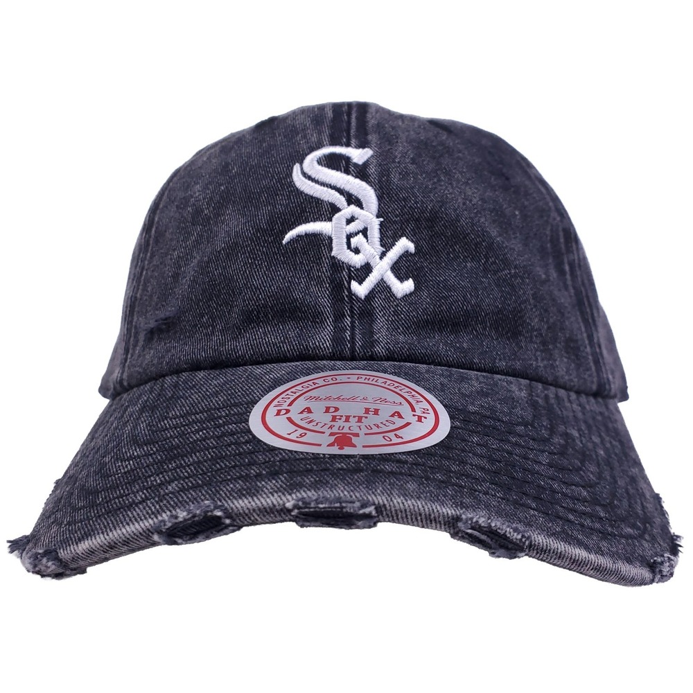 Chicago White Sox Mitchell & Ness MLB Dad Hat Cap Acid Wash Frayed Bill Edge NWT